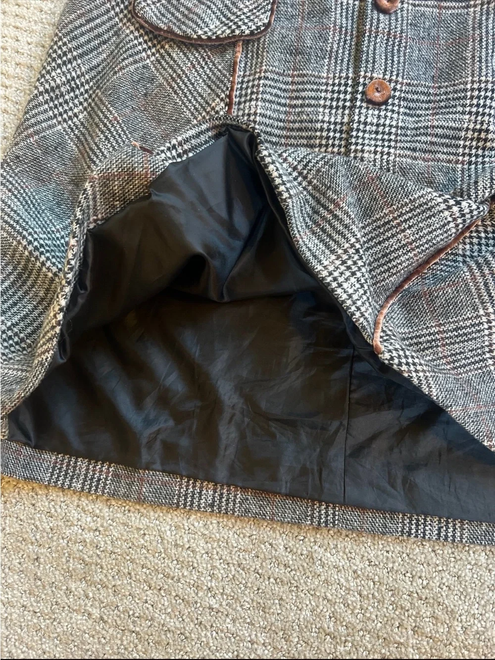 bagatelle Plaid Mini Skirt with Brown Piping